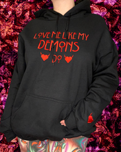 Load image into Gallery viewer, Love Me Like My Demons Do Embroidered Unisex Hoodie