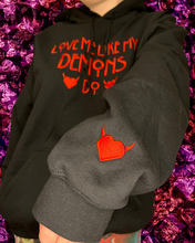 Load image into Gallery viewer, Love Me Like My Demons Do Embroidered Unisex Hoodie
